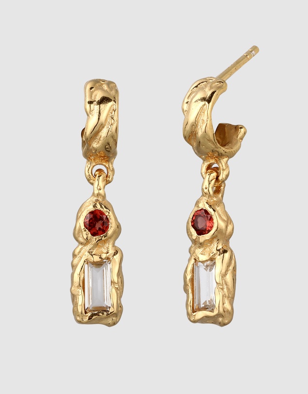 Elli Jewelry - Elli Jewelry Garnet and Topaz Drop Stud Earrings in Gold-Plated 925 Silver