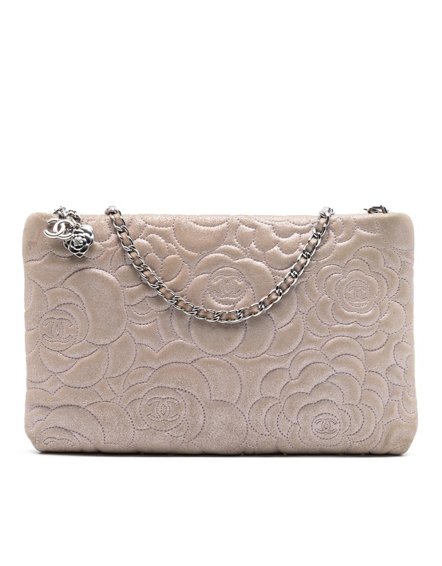 Pre-Loved by Azura Reborn - Pre-Loved Embossed Metallic Lambskin Camellia Chain Pochette