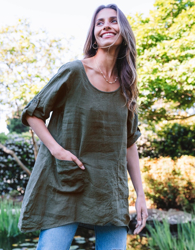 CAMIXA - Federica Linen Tunic Top