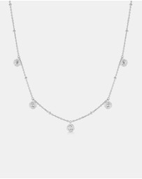 Ania Haie - Ania Haie Silver Molten Bezel-Set Droplet Station Necklace