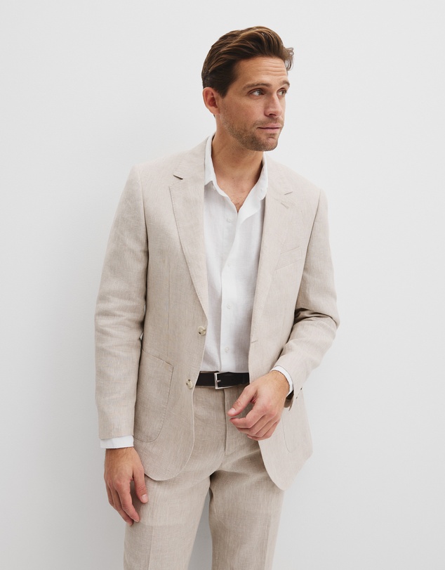 Country Road - Regular Fit Linen Single Breasted Check Jacket