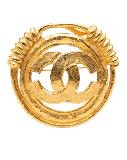 Pre-Loved by Azura Reborn - Pre-Loved Gold Plated CC Spring Round Brooch