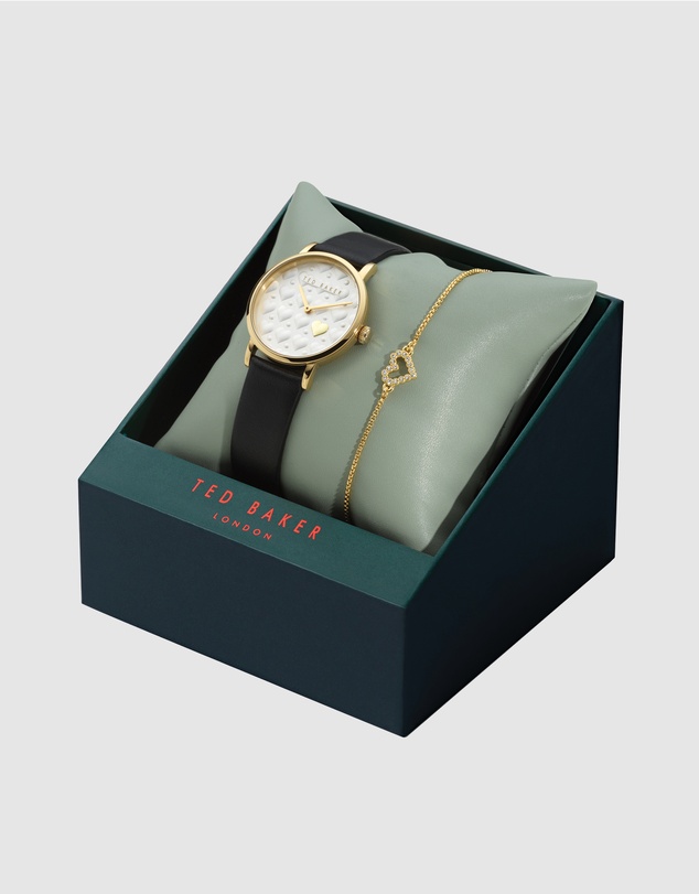 Ted Baker - Staciie Hearts 32mm Black Watch & Bracelet Gift Set