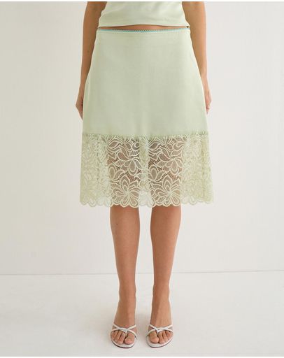 Lace Trim Satin Sage