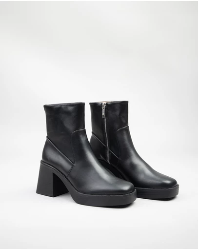 RAID - Lexus chunky mid heel boots in black