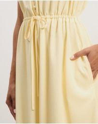 Atmos&Here - Cleo V-Neck Cinched Waist Midi Dress