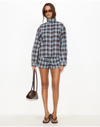 Dazie - Isla Gathered Check Micro Shorts