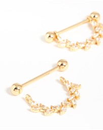 Lovisa - Surgical Steel Cubic Zirconia Vine Nipple Bars 2-Pack