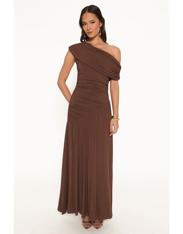 Petal & Pup - Sharmay Off Shoulder Maxi Dress - Brown