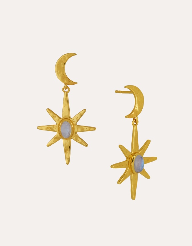 Ottoman Hands - Moonstone Star Drop Earrings