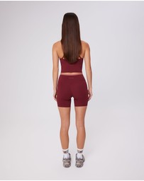 Upstate - Air Sculpt Contrast 6inch Bike Short - Warm Cherry