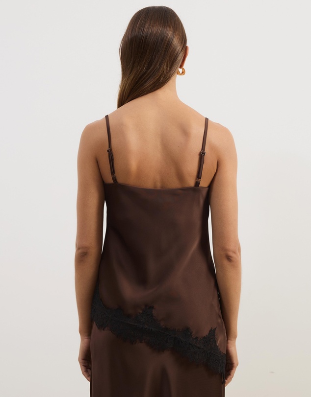 Atmos&Here - Leoni Asymmetric Lace Satin Cami