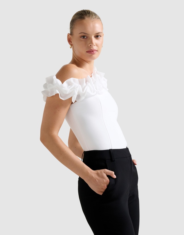Forever New - Sadie Tipped Shoulder Ruffle Top