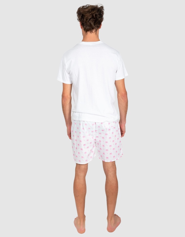 Sant And Abel - Men's Pink Palm Tree Sleep Shorts