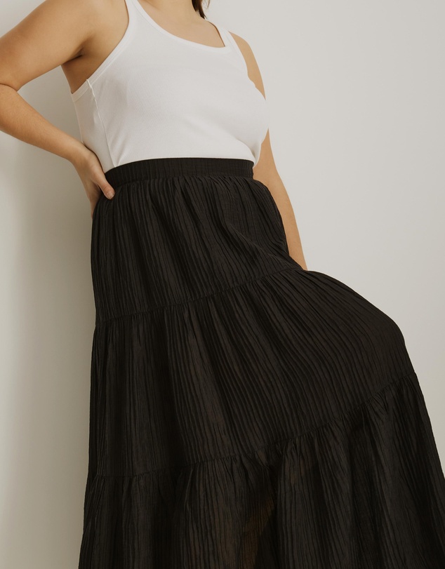 Atmos&Here Curvy - Clara Plisse Tiered Maxi Skirt