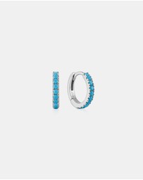 Ania Haie - Silver Aqua Blue Row Huggie Hoop Earrings