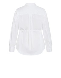 City Chic - Plus size Clara Cotton Waist Tie Shirt - ivory