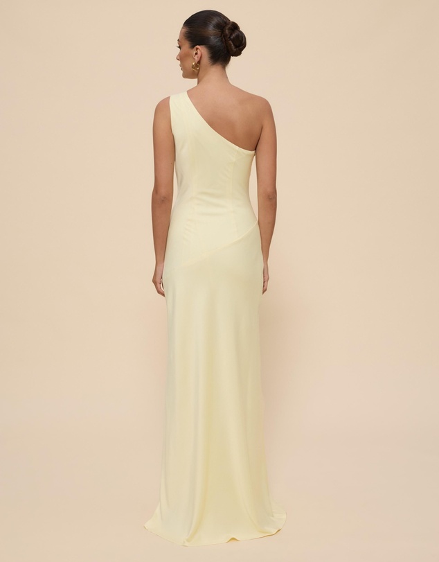 Revibe - Repaired CHANCERY Hallie Satin One Shoulder Drape Maxi Dress - AU 8