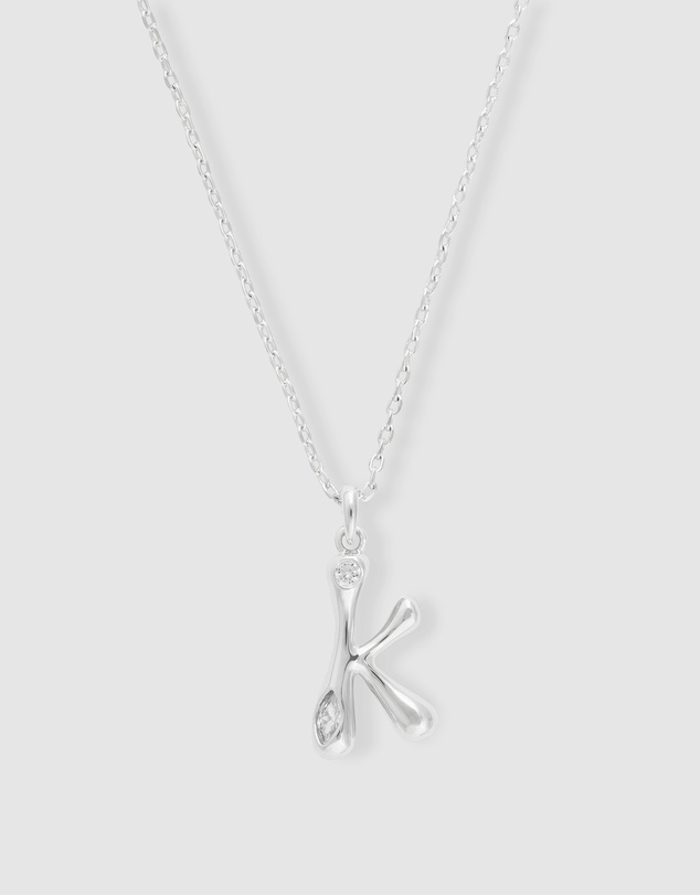 Wanderlust + Co - Alphabet Bubble Silver Necklace - Letter K