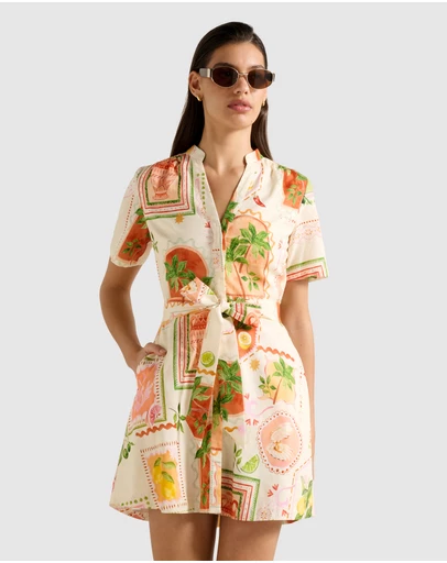 Forever New - Veyda Shirt Linen Mini Dress