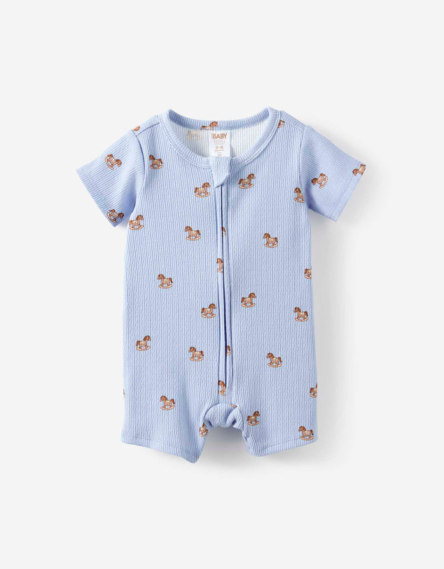 Cotton On Kids - Littlie Organic Short Sleeve Zip Romper
