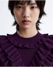 & Other Stories - Pointelle-Knit Ruffle Top
