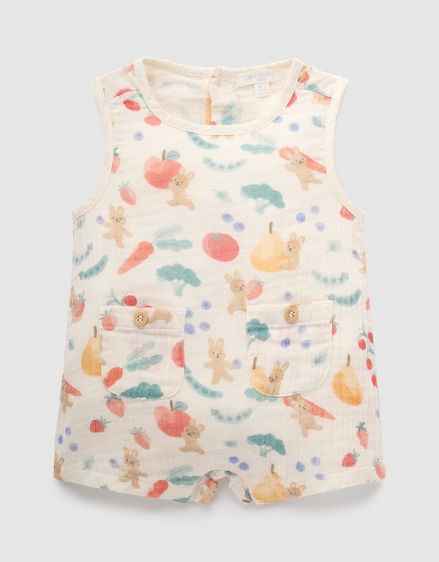 Purebaby - Veggie Garden Print Romper-Kids-Babies