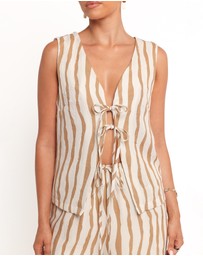 Petal & Pup - Marmo Tie Vest Top - Tan Stripe
