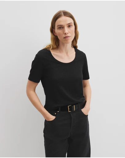 Country Road - Linen Scoop Neck T-shirt