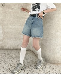 Glamorous - High-rise straight-leg raw-trimmed denim shorts