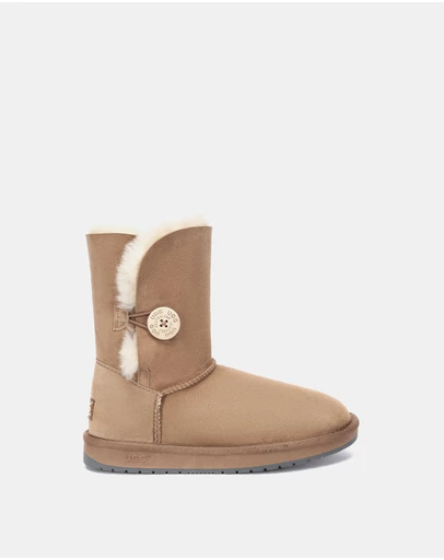 EVERAU - Australian Shepherd Ugg Short Button Sheepskin Upper UGG Boots