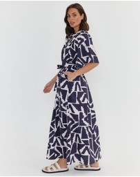 ALEXANDRA - Kitto Dress Navy Geo Print
