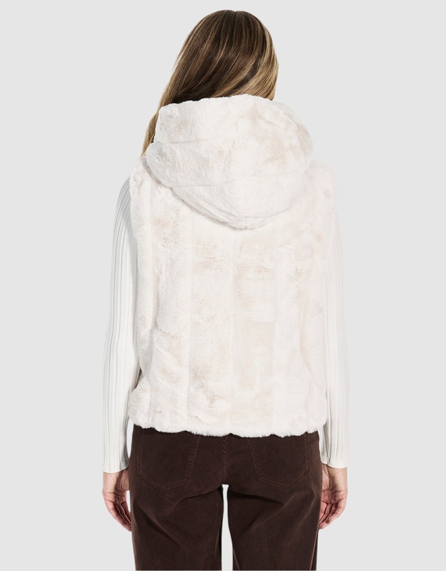GUESS - Sophy Hooded Faux-Fur Vest