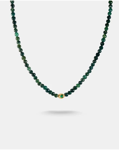 THOMAS SABO - THOMAS SABO Elyndra Necklace with Green Moss Agate Beads