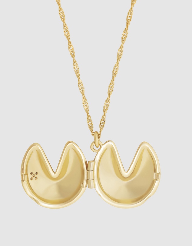 Wanderlust + Co - Fortune Cookie Gold Locket Necklace