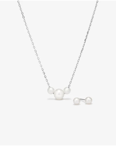 Michael Hill - Cultured Freshwater Pearl Stud Earring and Necklace Set in Sterling Silver