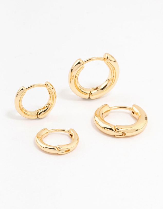 Lovisa - Gold Plated Thin Small Huggie Earrings 2-Pack