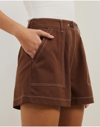 Atmos&Here - Cara Contrast Stitch Twill Shorts