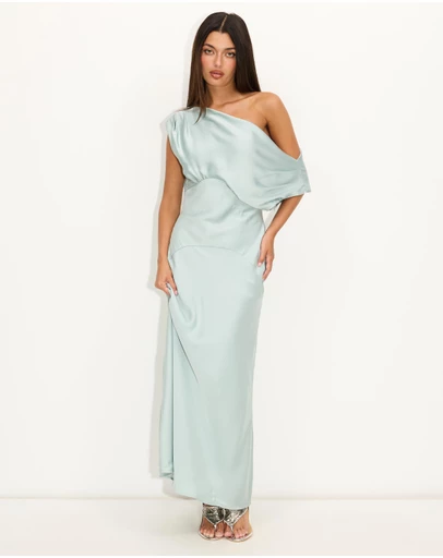 Dazie - Current Asymmetric Neckline Maxi Dress