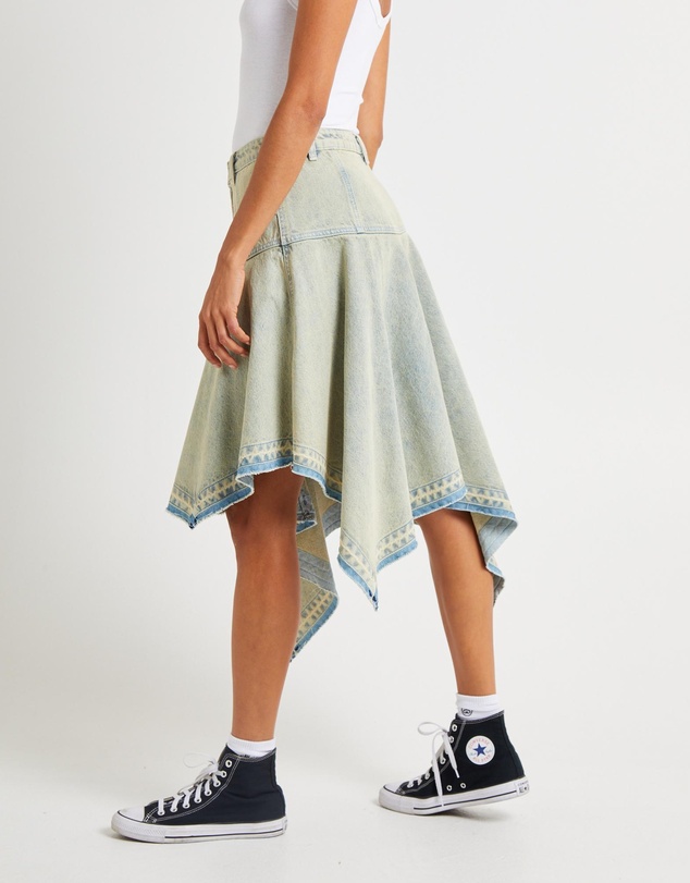 Insight - Lopez Handkerchief Hem Denim Skirt