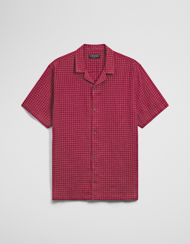 Country Road - Relaxed Fit Short Sleeve Linen Blend Check Shirt