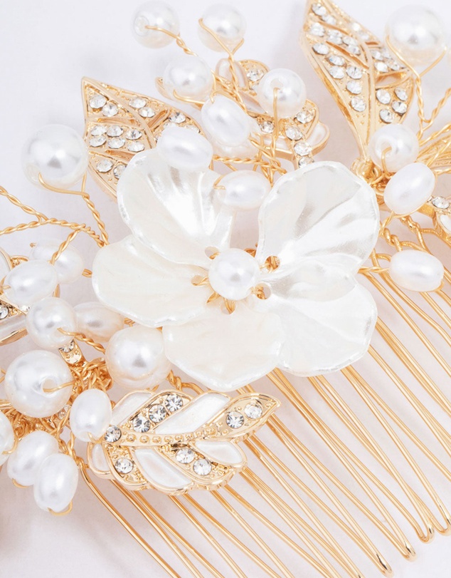 Lovisa - Gold Pearl Flower Vine Hair Comb