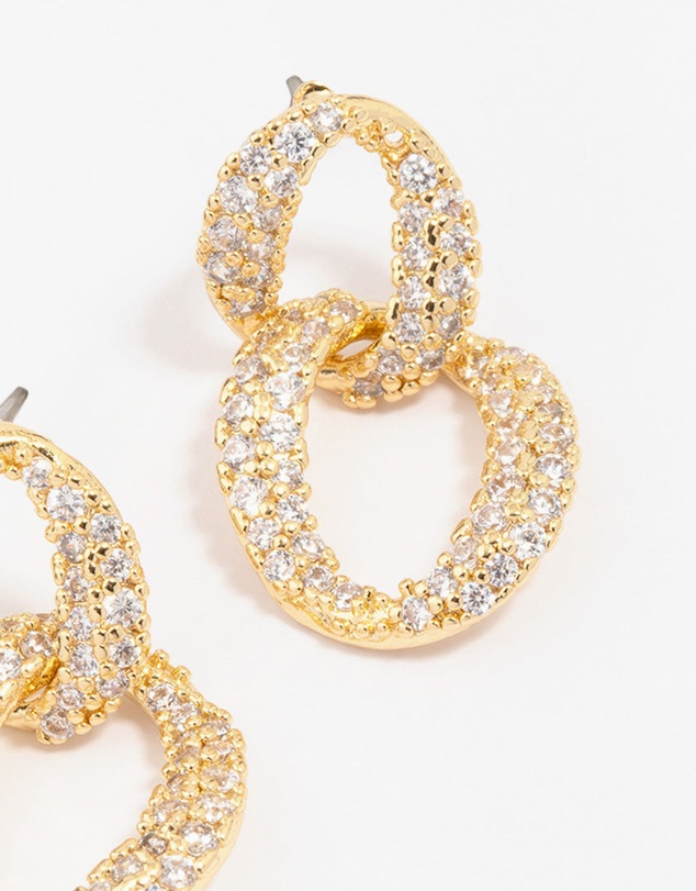 Lovisa - Gold Plated Cubic Zirconia Figure Eight Hoop Earrings