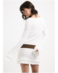 Subtitled - Kerala Frilled Knit Long Safe Mini Dress