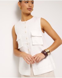 AERE - Patch Pocket Relaxed Linen Tank