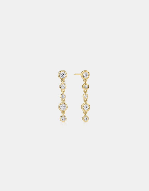 Ania Haie - Ania Haie Gold Molten Cascade Bezel-Set Drop Stud Earrings