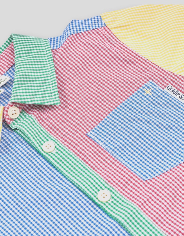 Goldie + Ace - Gingham Colour Block Holiday Shirt - Babies-Kids