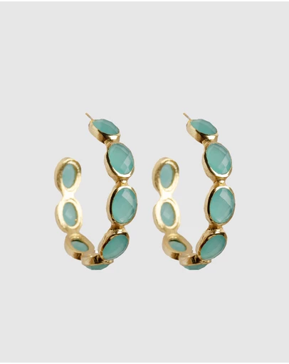 Meshca - Lago Aqua Chalcedony Hoop Earrings