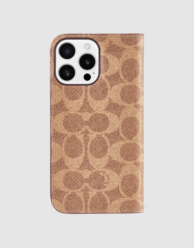 Coach - Coach Folio Case Signature Tan for iPhone 16 Pro