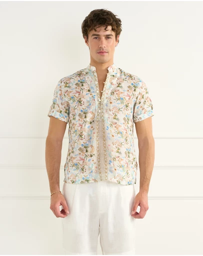 Aqua Blu Australia - Playa Dominic Mandarin Collar Shirt